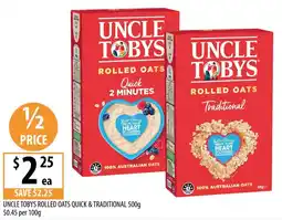 Supabarn Uncle tobys rolled oats quick & traditional offer