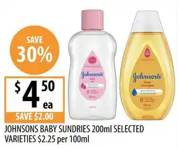 Supabarn Johnsons baby sundries offer
