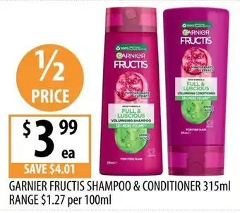 Supabarn Garnier fructis shampoo & conditioner offer