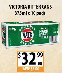 Supabarn Victoria bitter cans offer