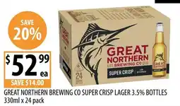 Supabarn Great northern brewing co super crisp lager 3.5% bottles offer