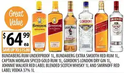 Supabarn Bundaberg rum underproof, bundaberg extra smooth red rum, captain morgan spiced gold rum offer