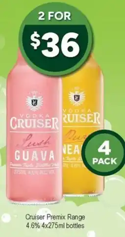 Bottler Cruiser premix range 4.6% bottles offer