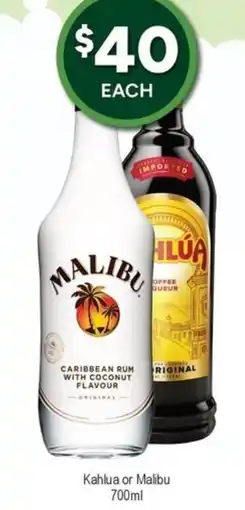 Bottler Kahlua or malibu offer