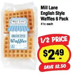 CORNETTS Mill lane english style waffles 6 pack offer