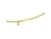 Bevilles Jewellery 9ct Yellow Gold Silver Infused ID Bracelet with Heart Charm offer