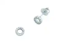 Bevilles Jewellery Children&#039;s Sterling Silver Cubic Zirconia Open Circle Earrings offer