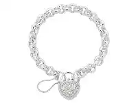 Bevilles Jewellery Sterling Silver and Zirconia Infinity Heart Padlock Bracelet offer
