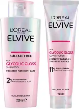 Coles L'Oréal Elvive Glycolic Gloss Shampoo 200mL or Conditioner 150mL offer