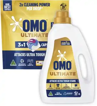 Coles Omo Ultimate Laundry Liquid 2 Litre or Capsules 28 Pack offer