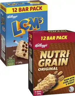 Coles Kellogg's LCMs or Nutri Grain Bars 12 Pack 240g-264g offer