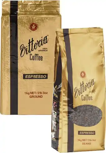 Coles Vittoria Espresso Coffee Beans or Ground 1kg offer