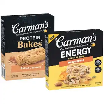 Woolworths Carman’s Protein Bakes or Energy Bars offer