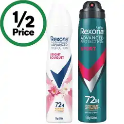 Woolworths Rexona Advanced 72H Antiperspirant Aerosol Deodorant offer