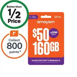 Woolworths Amaysim $50 starter pack† offer