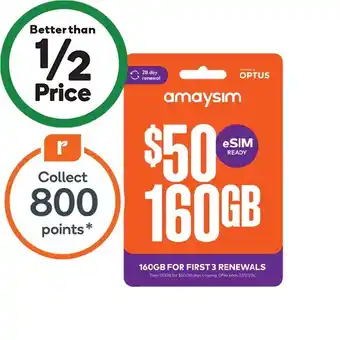Woolworths Amaysim $50 starter pack† offer