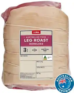 Coles Coles Australian Pork Leg Roast Boneless offer