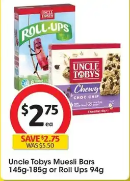 Coles Uncle Tobys Muesli Bars or Roll Ups offer