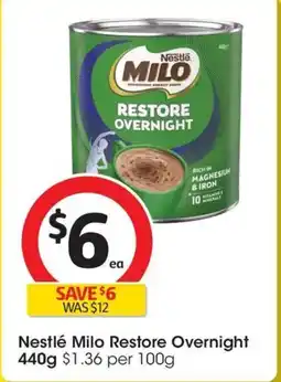 Coles Nestlé Milo Restore Overnight offer