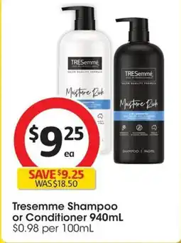 Coles Tresemme Shampoo or Conditioner offer
