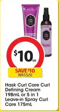 Coles Hask Curl Care Curl Defining Cream or 5 in 1 Leave-in Spray Curl Care offer