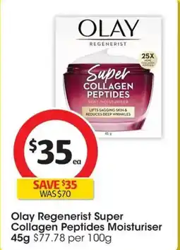 Coles Olay Regenerist Super Collagen Peptides Moisturiser offer