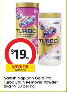 Coles Vanish NapiSan Gold Pro Turbo Stain Remover Powder offer