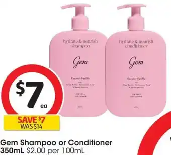 Coles Gem Shampoo or Conditioner offer