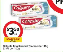 Coles Colgate Total Enamel Toothpaste offer