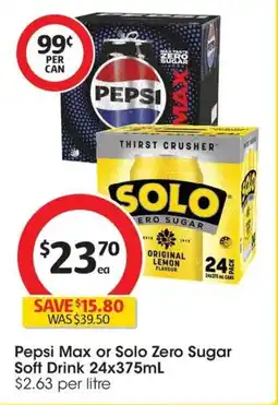 Coles Pepsi Max or Solo Zero Sugar Soft Drink offer