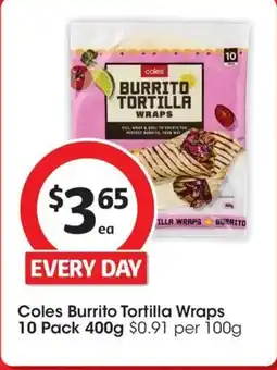 Coles Coles burrito tortilla wraps offer