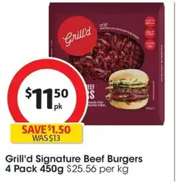 Coles Grill'd Signature Beef Burgers offer