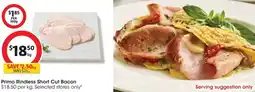 Coles Primo Rindless Short Cut Bacon offer