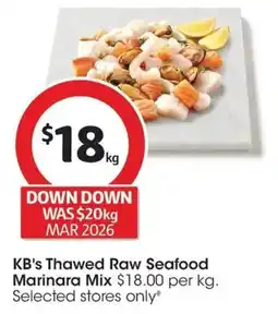 Coles KB's Thawed Raw Seafood Marinara Mix offer