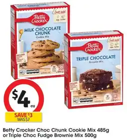 Coles Betty Crocker Choc Chunk Cookie Mix or Triple Choc Fudge Brownie Mix offer