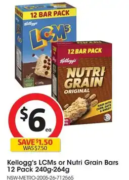 Coles Kellogg's LCMs or Nutri Grain Bars offer