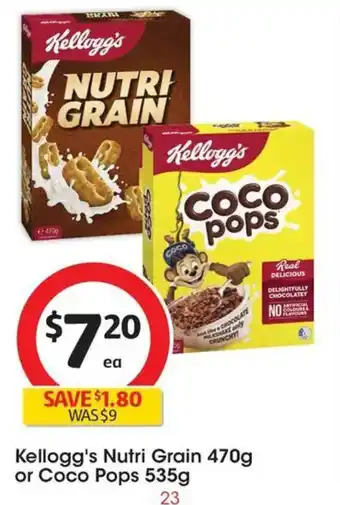 Coles Kellogg's Nutri Grain or Coco Pops offer