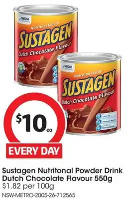 Coles Sustagen Nutritonal Powder Drink Dutch Chocolate Flavour offer