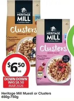 Coles Heritage Mill Muesli or Clusters offer