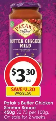 Coles Patak's Butter Chicken Simmer Sauce offer