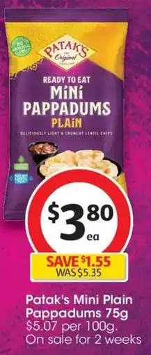 Coles Patak's Mini Plain Pappadums offer