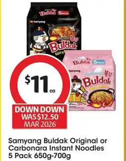 Coles Samyang Buldak Original or Carbonara Instant Noodles offer