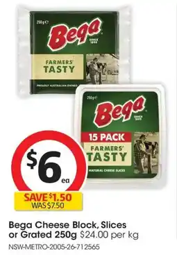 Coles Bega Cheese Block, Slices or Grated offer