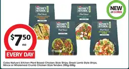 Coles Nature's Kitchen Plant Based Chicken Style Strips, Greek Lamb Style Strips, Mince or Wholemeal Crumb Chicken Style Tenders offer