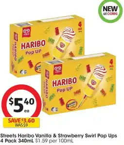 Coles Streets Haribo Vanilla & Strawberry Swirl Pop Ups offer