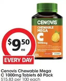 Coles Cenovis Chewable Mega C 1000mg Tablets offer