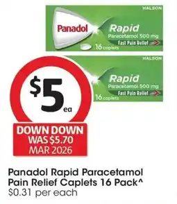 Coles Panadol Rapid Paracetamol Pain Relief Caplets offer