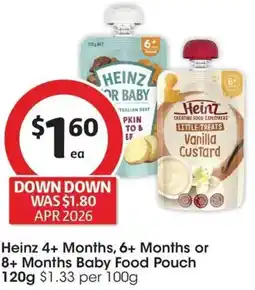 Coles Heinz 4+ Months, 6+ Months or 8+ Months Baby Food Pouch offer
