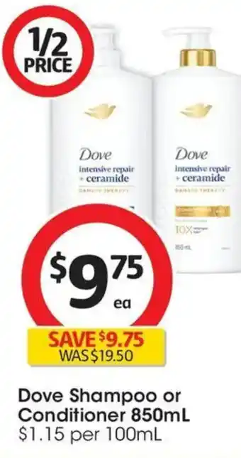 Coles Dove Shampoo or Conditioner offer