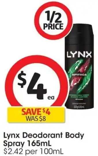 Coles Lynx Deodorant Body Spray offer